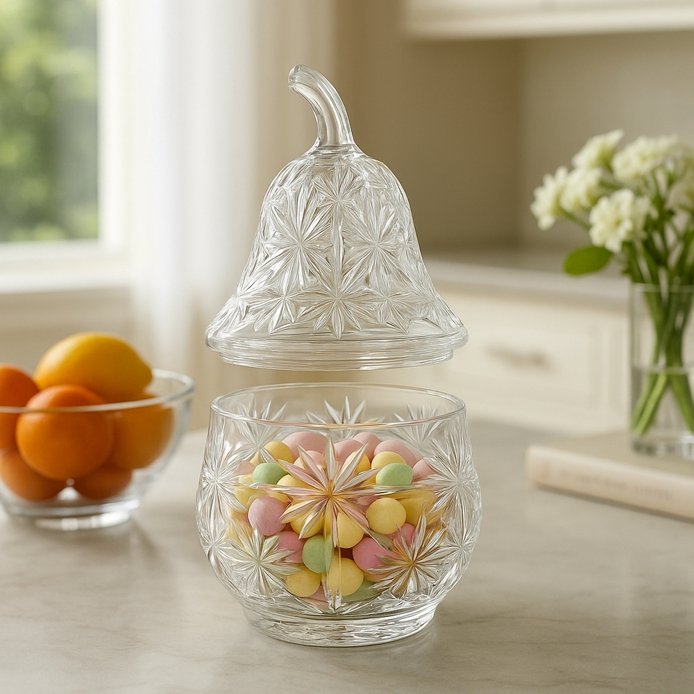 Elegant Clear Glass Candy Jar